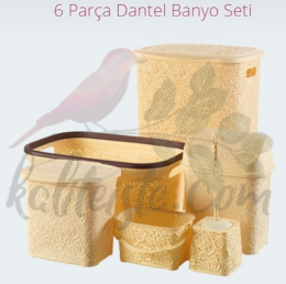 6 Parça Dantel Banyo Seti Takımı