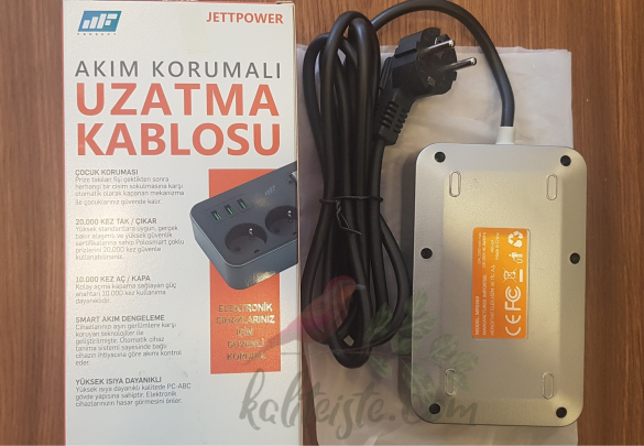 Jettpower Akım Korumalı 3 USB'li 3'lü Grup Priz 2 m Uzatma Kablosu - 2