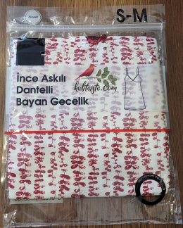 Kadın Askılı Dantelli Atlet Kırmızı Beyaz