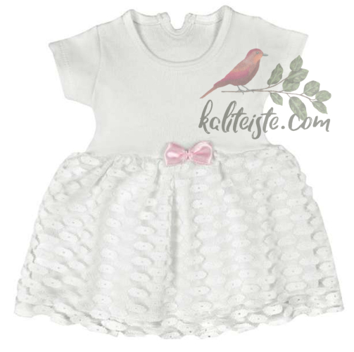 Kız Bebek Kısa Kol Elbise Beyaz - 0