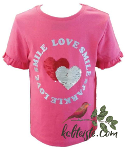 Kız Çocuk Kısa Kollu Payetli T-Shirt Pembe