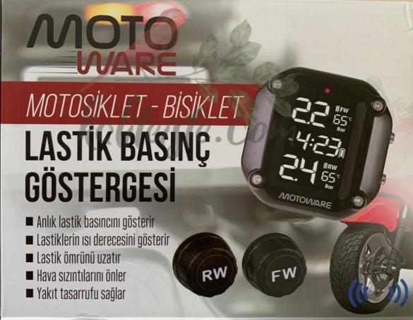 MotoWare Motorsiklet Bisiklet Lastik Basınç - Isı Kendinden Bataryalı Dijital Ekranlı Gösterge - 0