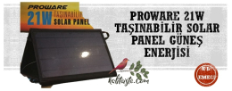 Proware 21W Taşınabilir Solar Panel Güneş Enerjisi