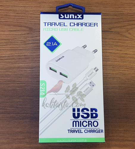 Sunix S214 2,1A Micro USB 2 Girişli - 0